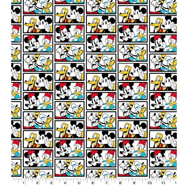 Springs Creative 18" x 21" Cotton Mickey and Friends Tile Precut Sewing & Craft Fabric, Multi-color