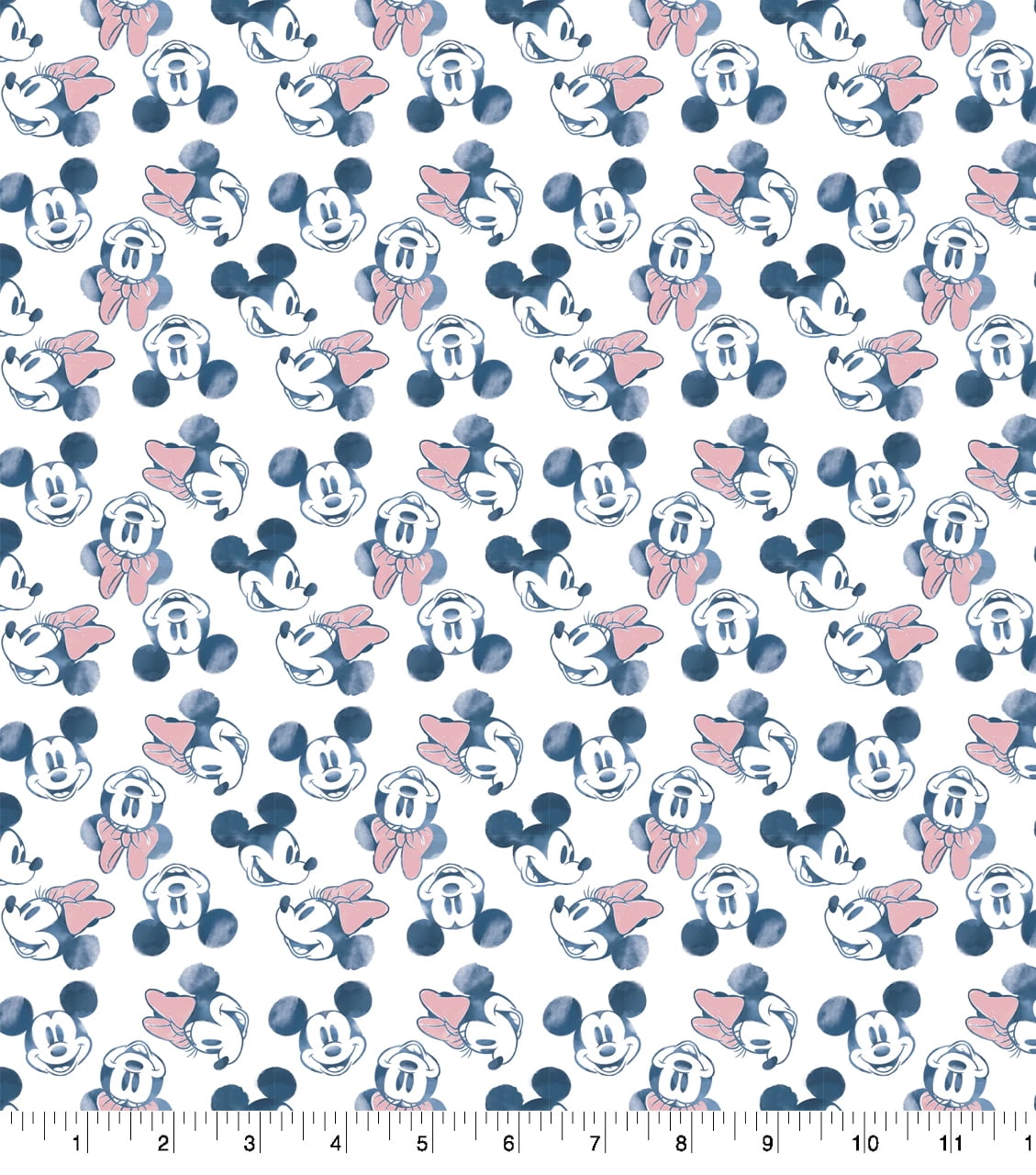 Springs Creative 18" x 21" Cotton Mickey and Minnie Head Packed Starry Night Precut Sewing & Craft Fabric, White, Black and Red
