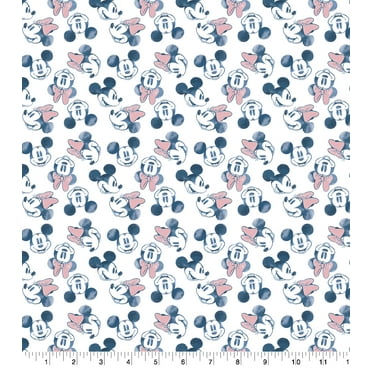 Springs Creative 18" x 21" Cotton Mickey and Minnie Head Packed Starry Night Precut Sewing & Craft Fabric, White, Black and Red