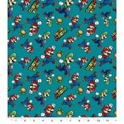 Springs Creative 18" x 21" Cotton Super Mario Luigi Toss Precut Sewing & Craft Fabric, Multi-color