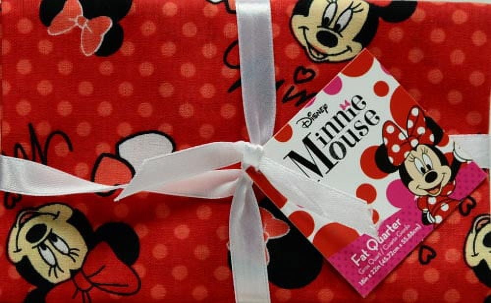 MINNIE MOUSE Springs Creative 18" x 22" Cotton Disney It's All About Minnie Head Toss Sewing & Craft Fat Quarter Precut, Red
