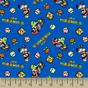 Springs Creative 18" x 22" Cotton Nintendo Super Mario Retro Toss Precut Fabric for Sewing & Craft