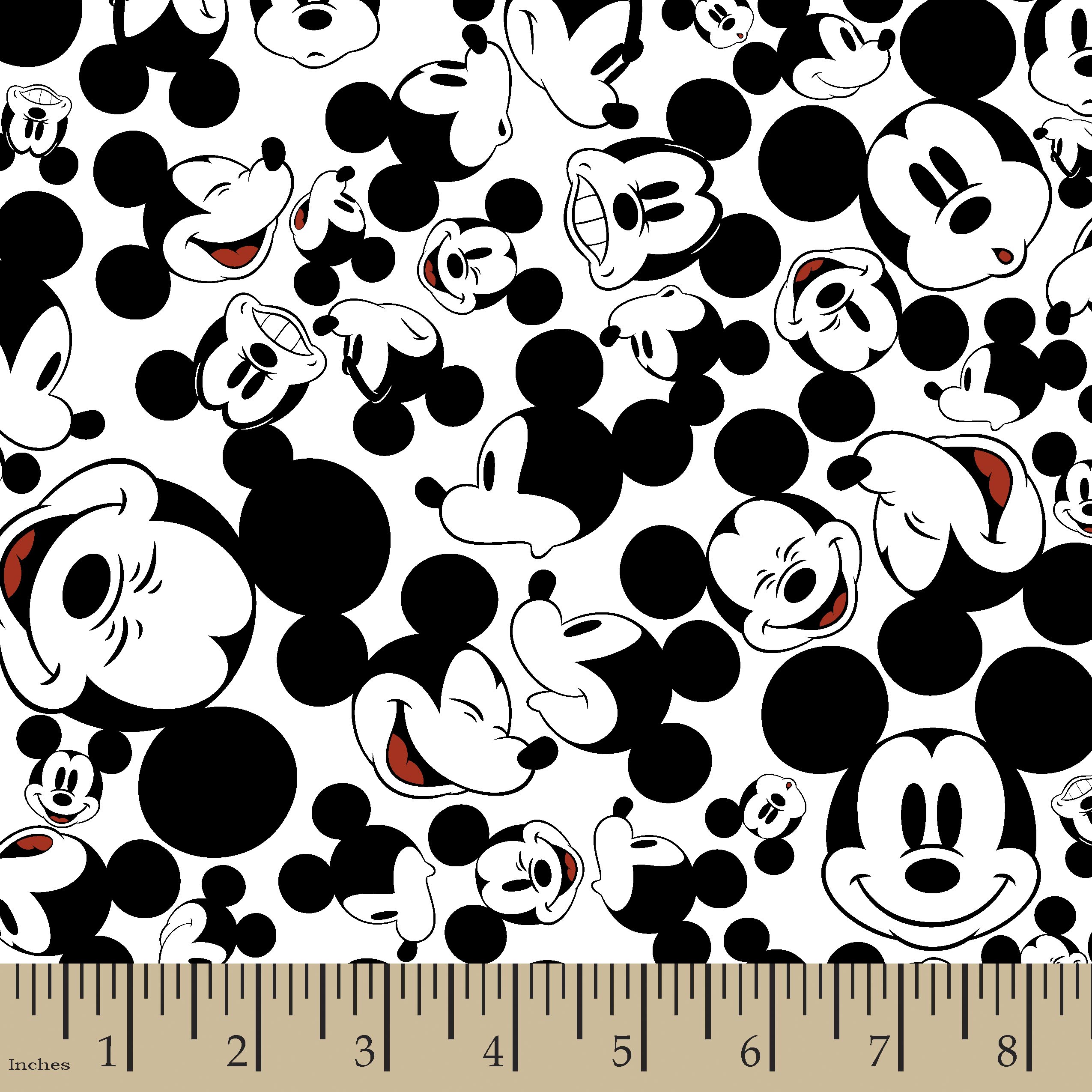 Springs Creative 18" x 22" Many Faces Of Mickey Precut Fabric, Black and White - image 1 of 3
