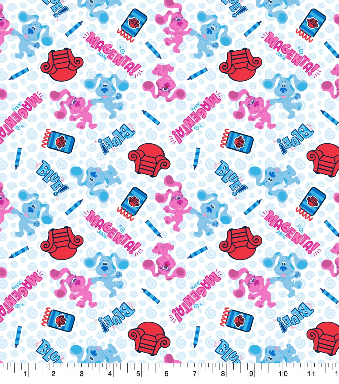 Springs Creative 43" 100% Cotton Characters Sewing & Craft Fabric 10 yd By the Bolt, Blue and Magenta