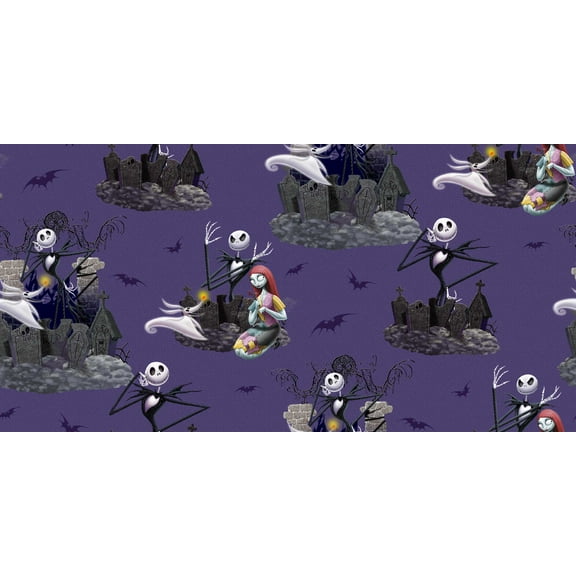 Springs Creative 43" x 36" Cotton Disney Seasonal Nightmare Before Christmas Scenic Precut Sewing & Craft Fabric