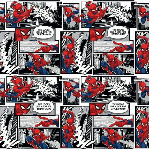 Springs Creative 44" Cotton Spider-Man Comic Panels Sewing & Craft Fabric By The Yard, Black & White
