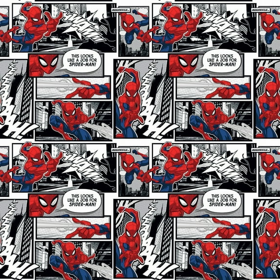 Springs Creative 44" Cotton Spider-Man Comic Panels Sewing & Craft Fabric By The Yard, Black & White