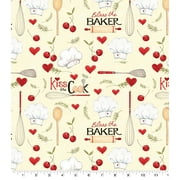 Springs Creative 44 x 36 Cotton Bless The Baker Precut Sewing & Craft Fabric, Cream