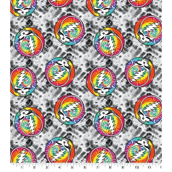 Springs Creative 44" x 36" Cotton Grateful Dead Tie Dye Precut Sewing & Craft Fabric, Multi-color