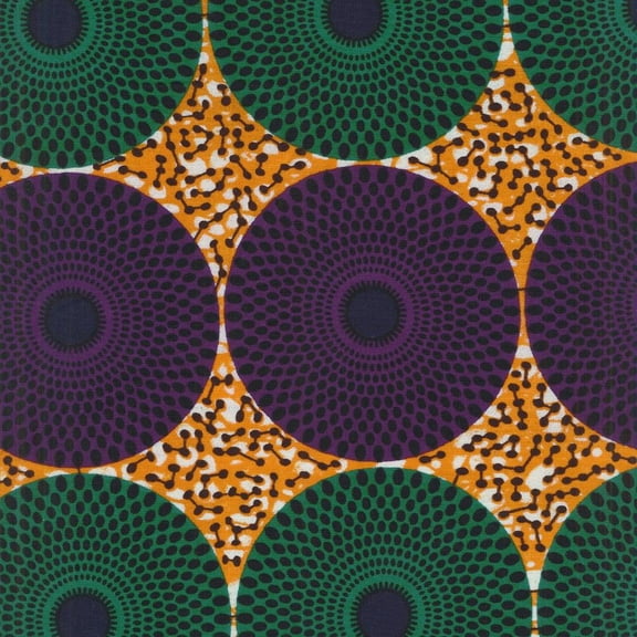 Springs Creative African Hand Dyed Wax Prints Dahlia Geo 100% Cotton Fabric sold by the yard