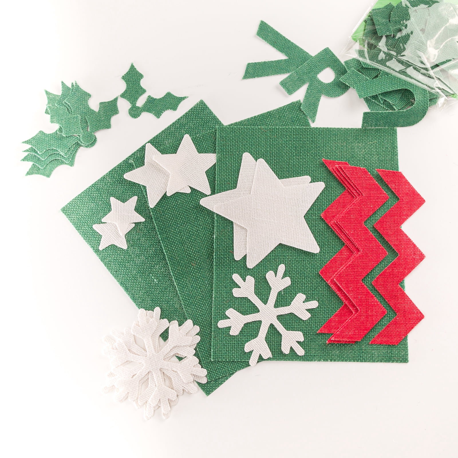 Springs Creative Christmas Burlap Adhesive Shapes Bundle, 58 Pieces