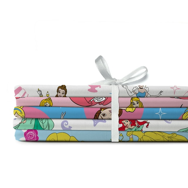 Springs Creative Cotton 21" Disney Princess Multi Explore Your World Assorted Fat Quarter Bundle, 5 Pieces