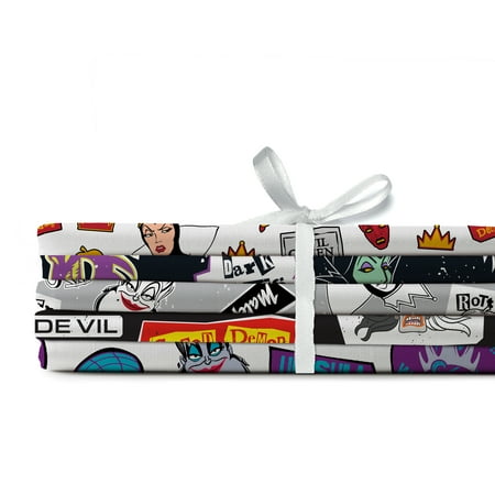 Springs Creative Cotton 21" Disney Villains Assorted Fat Quarter Bundle, 5 Pieces