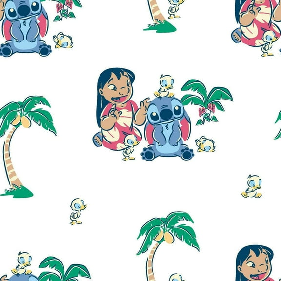 Springs Creative Disney Lilo and Stitch with Friends White 100% Cotton Fabric by 1/2 of a Yard