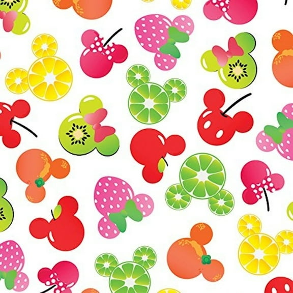 Springs Creative Disney Mickey and Minnie Mouse Fruits White 100% Cotton Fabric by 1/2 of a Yard