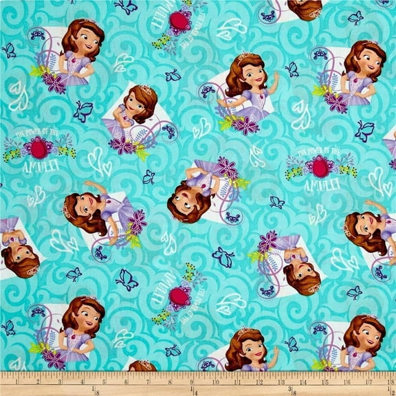 Springs Creative Disney Sofia Power of The Amulet Teal 100% Cotton Fabric sold by the yard