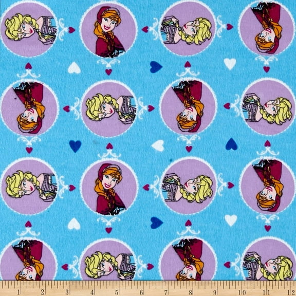 Springs Creative E.E. Schenck Disney Frozen Heart Toss Flannel Blue 100% Cotton Fabric sold by the yard