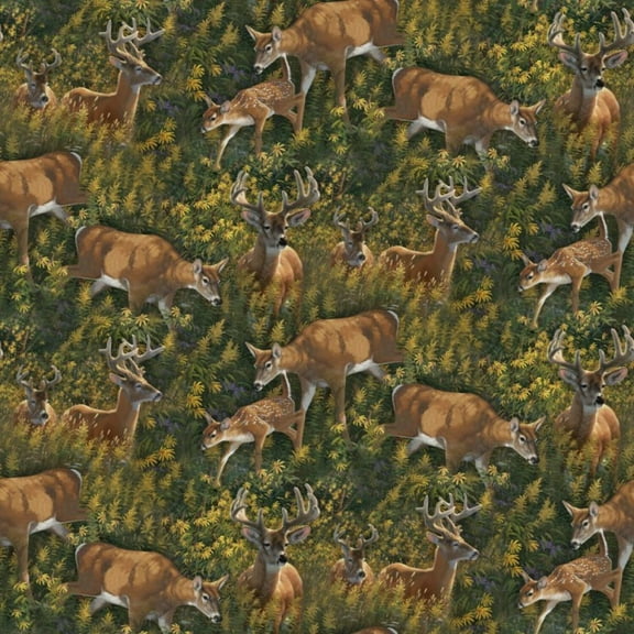 Springs Creative Feast in Wood Deer 100% Cotton Fabric sold by the yard