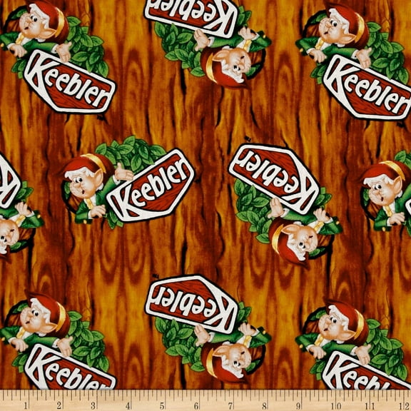 Springs Creative "Kelloggs Keebler Elf in Tree" Brown 100% Cotton Fabric sold by the yard
