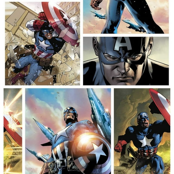 Springs Creative Marvel Avengers Captain America Blocks Digital 100% Cotton Fabric by The Yard