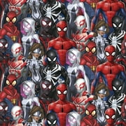 Springs Creative Marvel Spiderman Into The Spider Verse Different Packed Spiderman's Digital 100% Cotton Fabric by The Yard