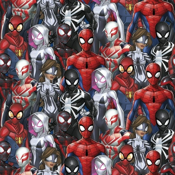 Springs Creative Marvel Spiderman Into The Spider Verse Different Packed Spiderman's Digital 100% Cotton Fabric by The Yard