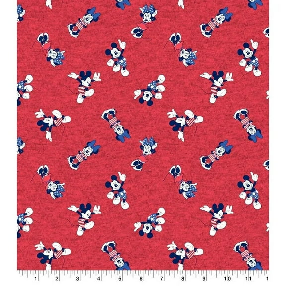 Springs Creative Mickey Minnie Tossed in Red Patriotic 100% Cotton Fabric sold by the yard
