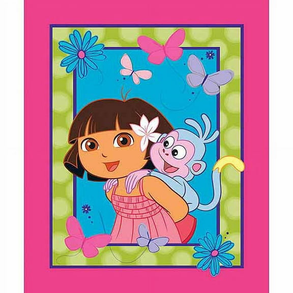 Springs Creative Nickelodeon Dora The Explorer 43/36in. panel 100% Cotton Fabric sold by the panel
