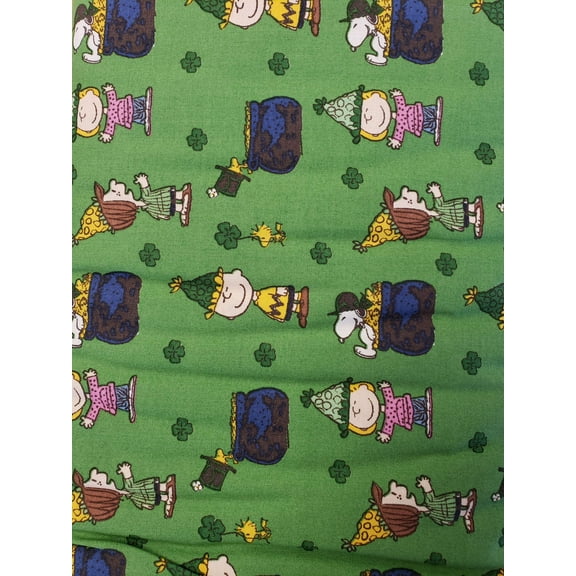 Springs Creative Snoopy Peanuts Pot of Gold St. Patrick's Clovers 100% Cotton Fabric sold by the yard
