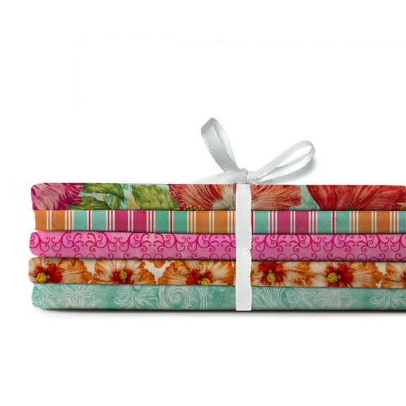 Springs Creative Tim Coffey Hibiscus Assorted 5 Piece Fat Quarter Fabric Bundle