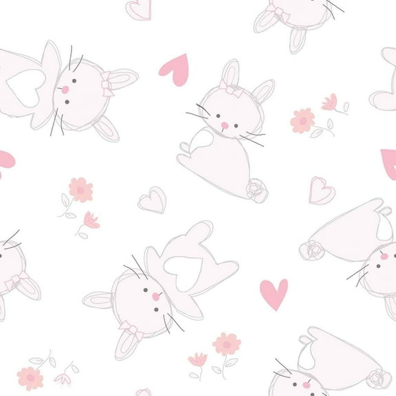 Springs Creative Tossed Bunnies on White 100% Cotton Fabric sold by the yard