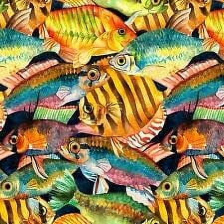 Springs Creative Tropical Fish 100% Cotton Fabric sold by the yard