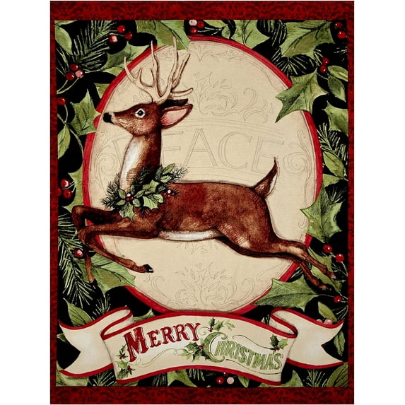 Springs Creative Woodland Deer 36in Panel Black 100% Cotton Fabric sold by the panel