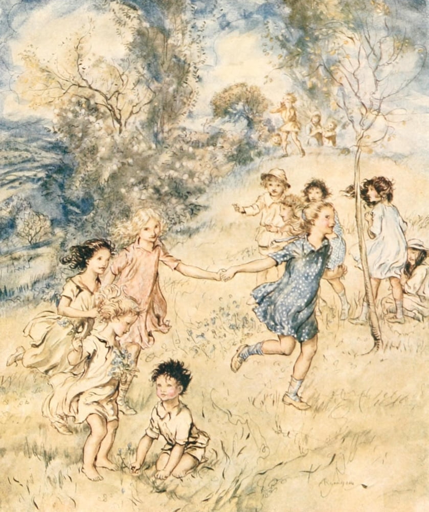 Springtide of Life 1918 Paths of spring Canvas Art - A Rackham (24 x 36)