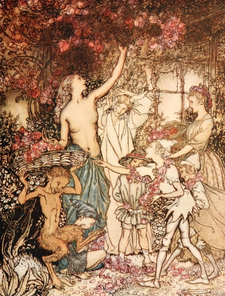 Springtide of Life 1918 Rose-garlanded train Canvas Art - A Rackham (18 x 24)