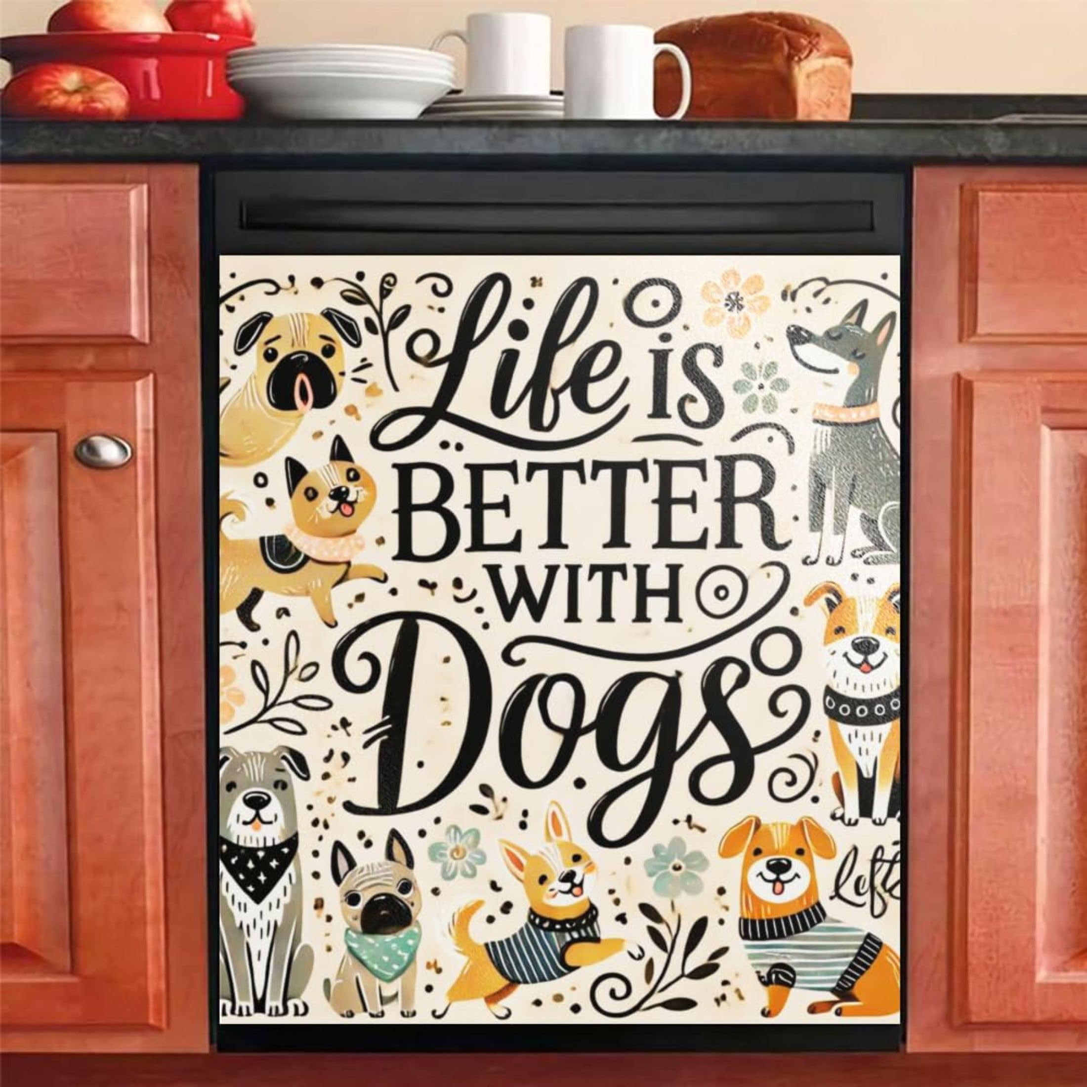 Springtime Aesthetic Magnetic Dishwasher Cover – Decorative Reusable Decal for Washer, Fridge, and Cabinet Doors, Stylish Washing Machine Panel Cover for Kitchen Appliances (23x26 in)