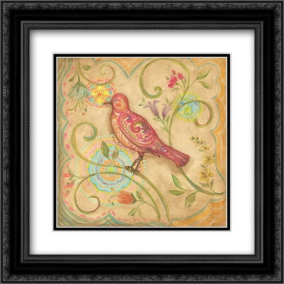 Springtime Birds IV 2x Matted 20x20 Black Ornate Framed Art Print by McRostie, Kate