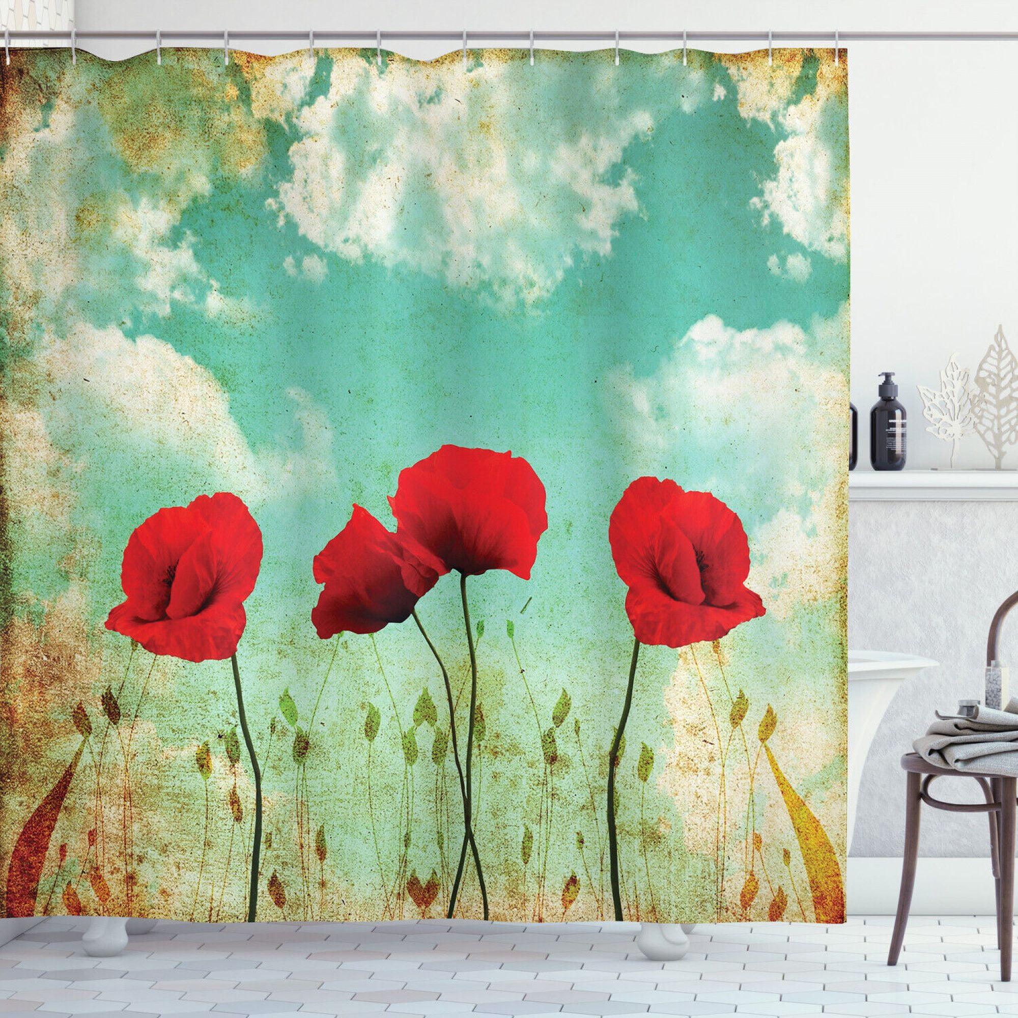 Springtime Blooms Poppies Shower Curtain for a FloralInspired