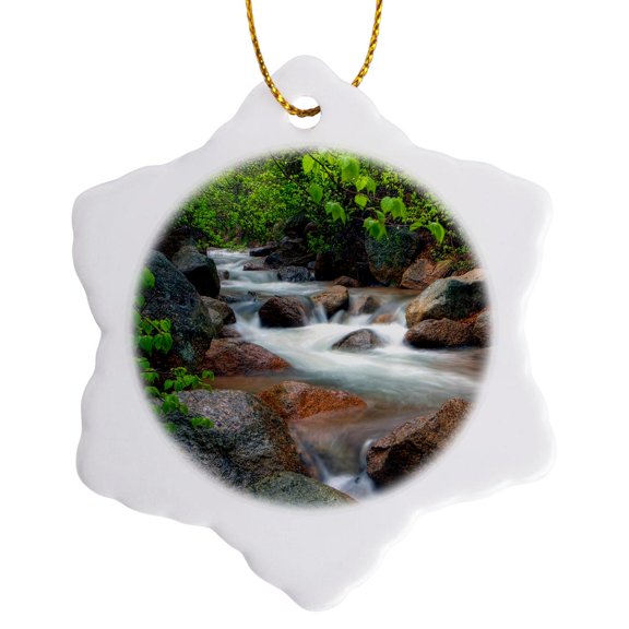 3drose, Springtime Cascade, 3 inch Snowflake Porcelain Ornament