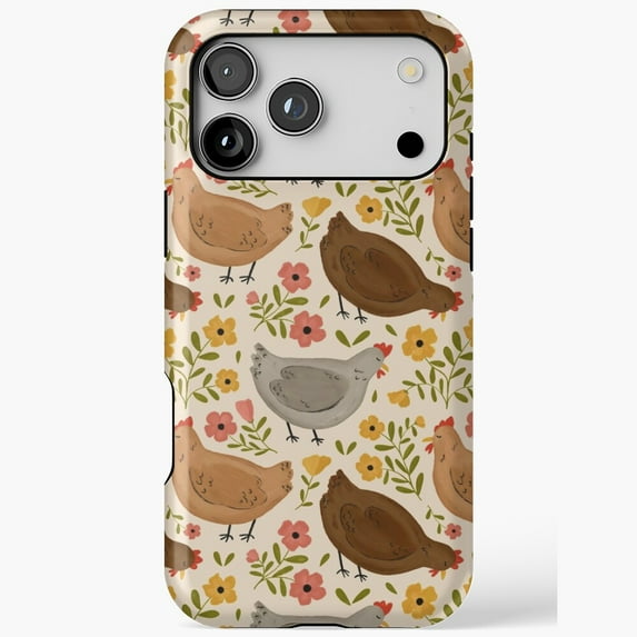 Springtime Chickens Farm Animal Art iPhone Case 17 16 15 14 13 12 11 Pro Max