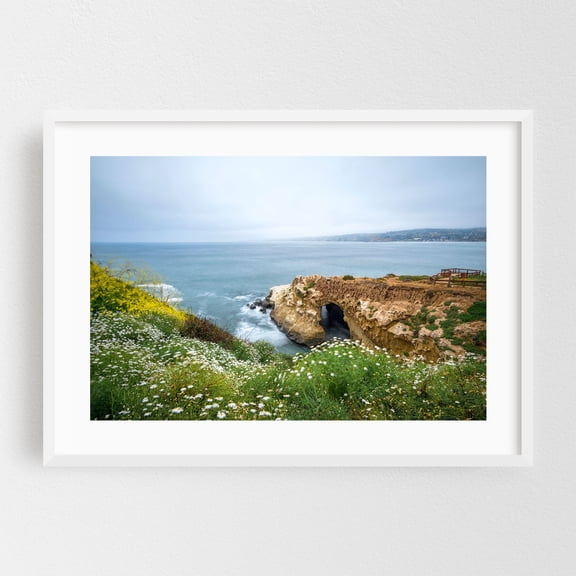 Springtime Coastal Serenity - San Diego California Photography White Framed Wall Art Print 24 x 36 inches