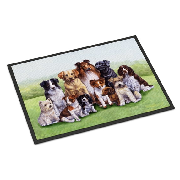 Springtime Dogs Doormat 18x27