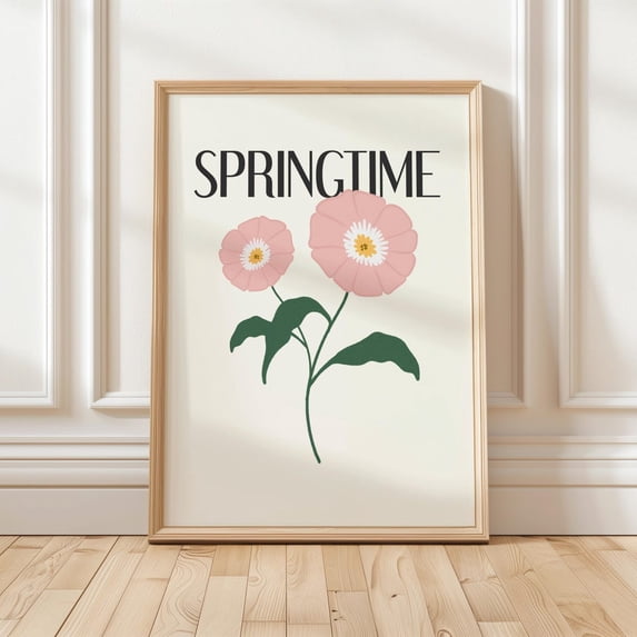 Springtime Floral Art Print, Pink Wildflowers Poster, Flower Art Print, Floral Wall Art, Vintage Botanical Print, Trendy Pink Decor Wall Art, Modern Wall Decor, 24x36 UNFRAMED