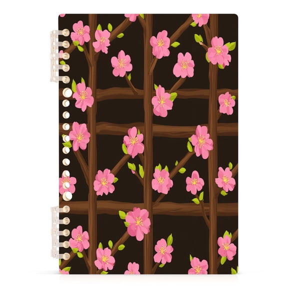 Springtime Floral Trellis A5 8.3x5.7in PP Notebook, Adjustable Rings, 60 Sheets, Diary or Journey Note