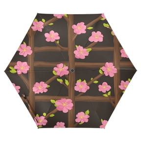 Springtime Floral Trellis Folding Umbrella UV50+ Waterproof Sun Protection Auto Open Close Compact Fiberglass Frame