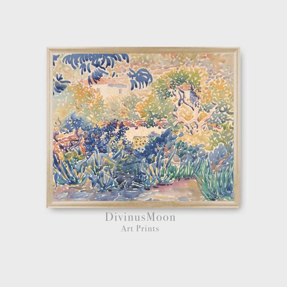 Springtime Flower Garden Impressionist Poster, Stretched Canvas 8x10in