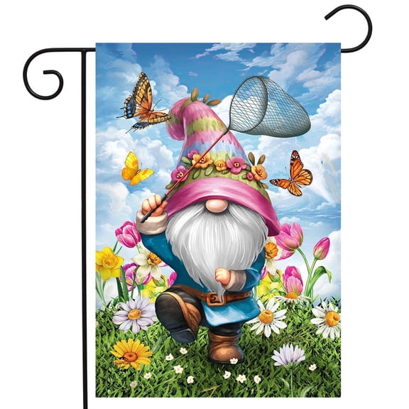 Springtime Gnome Garden Flag