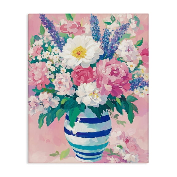 Stupell Industries Springtime Joy Florals over Pink Canvas Wall Art, design by Petal Prints Design