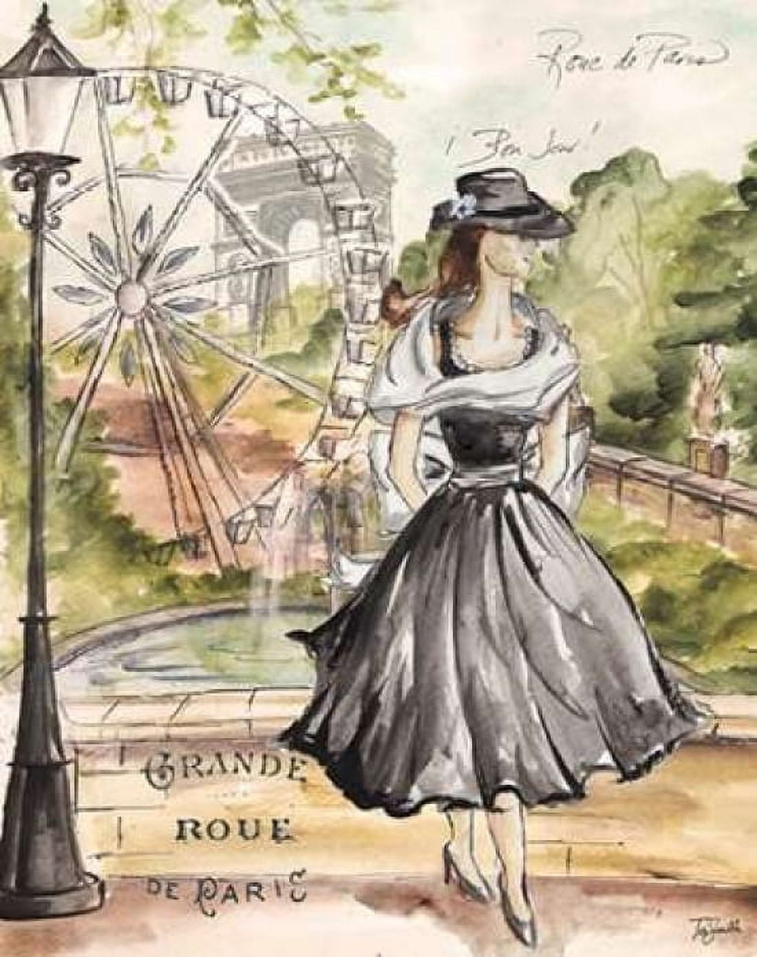 Springtime Paris Fashion II Canvas Art - Tre Sorelle Studios (22 x 28)