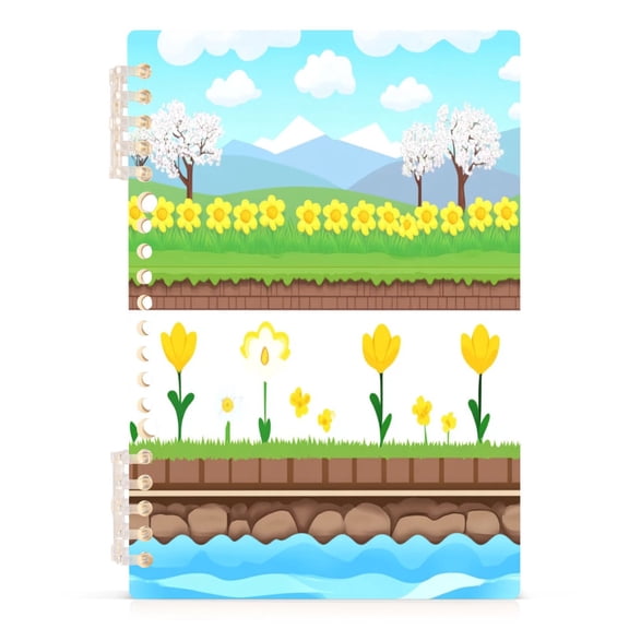Springtime Riverside Garden A5 8.3x5.7in PP Notebook, Adjustable Rings, 60 Sheets, Diary or Journey Note